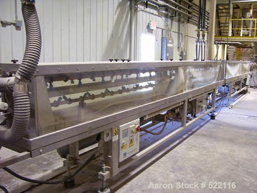 USED: American Maplin model TS-110 counter-rotating twin screw extruder. 110 mm screw diameter. Unit vented and equipped with X800 barrel and T/C screws, double compression. Unit driven by a 125 Vect...