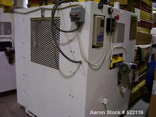 USED: American Maplin model TS-110 counter-rotating twin screw extruder. 110 mm screw diameter. Unit vented and equipped with X800 barrel and T/C screws, double compression. Unit driven by a 125 Vect...