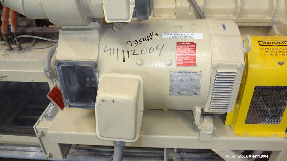 Used American Maplan 88mm Counter-Rotating Twin Screw Extruder, Model TS-88. Approximate 24 to 1 L/D ratio. (10) barrel zones, (1) section top vented, Electrically heated, liquid cooled. No screws. W...