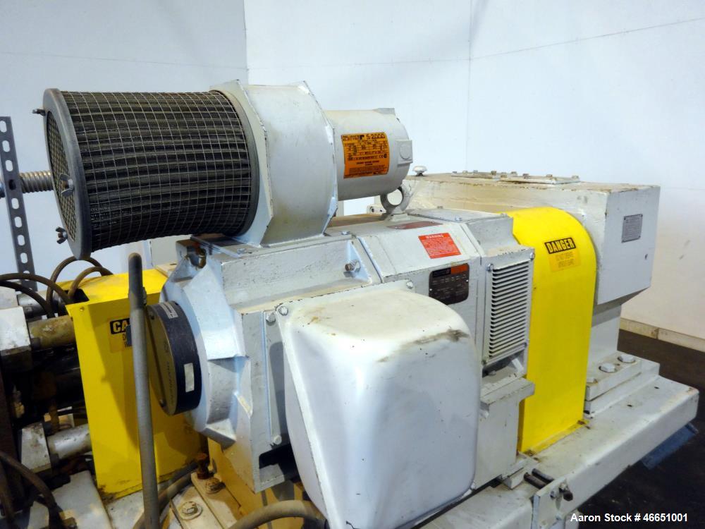 Used American Maplan 92mm Counter-Rotating Twin Screw Extruder, Model TS-92. Approximate 26 to 1 L/D ratio. 5 Zone barrel, (1) section top vented. Electrically heated, liquid cooled with pump, tank, ...