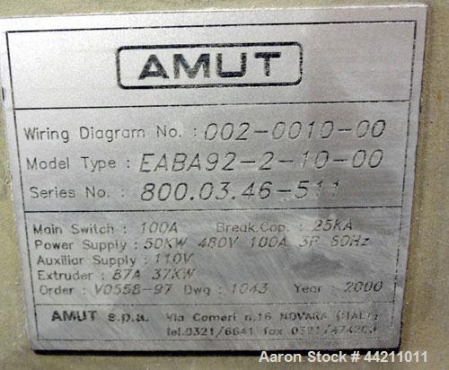Used Amut 92mm Counter Rotating Twin Screw Extruder, Model BA 92 NOVEL/22