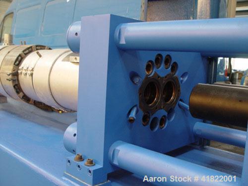 Used Anger Counter-Rotating Twin Screw Extruder. 168 hp/126 kW drive, diameter 6.3" (160 mm), L/D 21 with degassing.