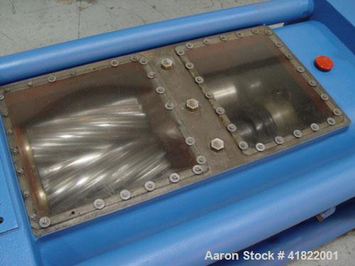 Used Anger Counter-Rotating Twin Screw Extruder. 168 hp/126 kW drive, diameter 6.3" (160 mm), L/D 21 with degassing.