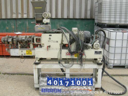 Used Clextral Lab Size Twin Screw Extrusion System consisting of: (1) Clextral lab size twin screw extruder, type BC21. 24:1 L/D, 21 mm diameter co-rotating or counter-rotating switch over screws. 4 ...
