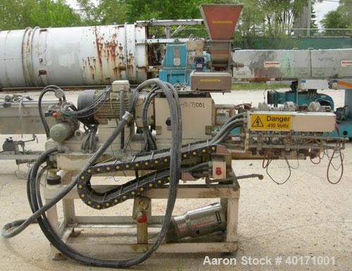 Used Clextral Lab Size Twin Screw Extrusion System consisting of: (1) Clextral lab size twin screw extruder, type BC21. 24:1 L/D, 21 mm diameter co-rotating or counter-rotating switch over screws. 4 ...