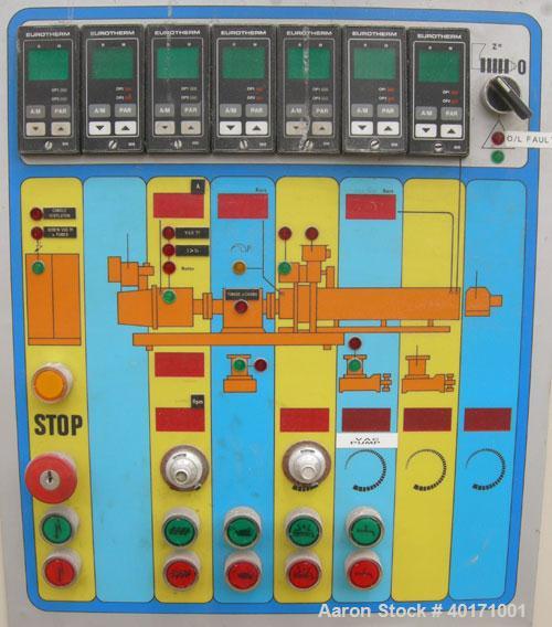 Used Clextral Lab Size Twin Screw Extrusion System consisting of: (1) Clextral lab size twin screw extruder, type BC21. 24:1 L/D, 21 mm diameter co-rotating or counter-rotating switch over screws. 4 ...
