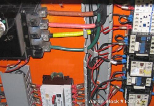 USED: Luigi Bandera 45mm extruder. 460 volt, 3 phase, 20 hp DC; Barrier Maddock style screw; 3 barrel zones with fan cooling; Athena X-25 temperature controllers; extrusion head with swing arm; clams...