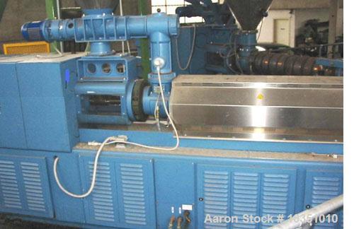 Used-Bausano MD 88/26 Counter-Rotating Twin Screw Extruder. Screw diameter 3.4" (88 mm), L/D 26, parallel screw configuratio...