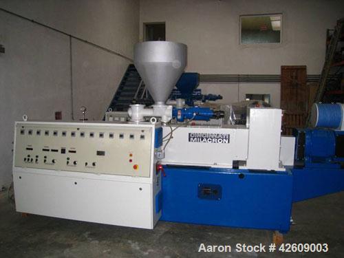Used-Cincinnati CM80 Twin Screw Extruder, counter-rotating, 3.15" (80 mm), capacity up to 1036 lbs/h (470 kg/h) ofU-PVC pipe...