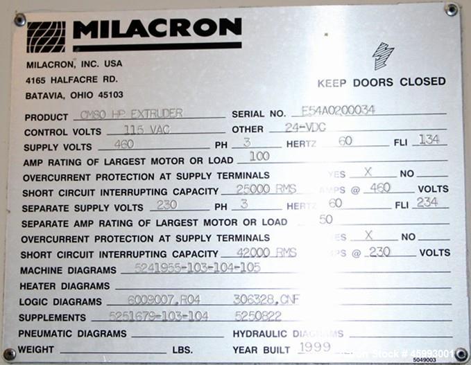 Used 2000 CINCINNATI MILACRON "CM-80HP" Twin Screw Extruder