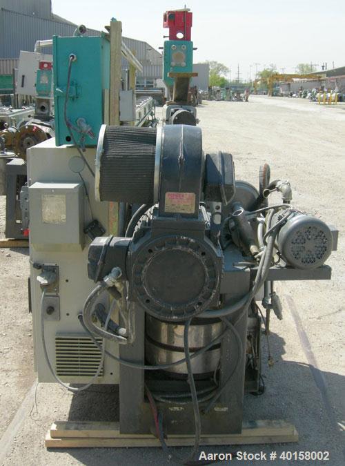 Used Cincinnati Milicron Conical Counter-Rotating Twin Screw Extruder, 35 mm, model CM35. Electrically heated, water cooled 3 zone vented barrel (no cooling system) with a Kinny vacuum pump, model A0...