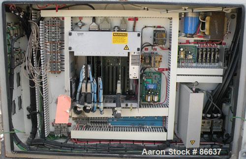 Used Cincinnati Milacron 55mm Conical Counter-Rotating Twin Screw Extruder, Model Pinnacle E55 PIN. Approximate 20 to 1 L/Dratio. Electrically heated, water cooled 3 zone vented barrel. Water cooled ...