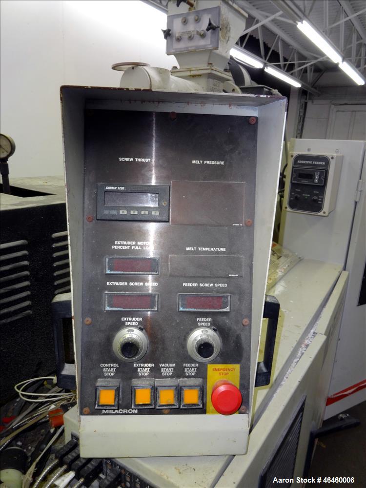 Used Cincinnati Milacron Conical Counter-Rotating 55mm Twin Screw Extruder, Mod