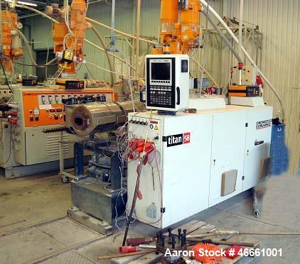 Used Cincinnati, Model Titan 58. Outputs up to 150 kg/h for PVC profile Outputs up to 270 kg/h for PVC pipe Ideal for PVC pipe and profiles SecuRe relay control as standard for easy operation Analog ...