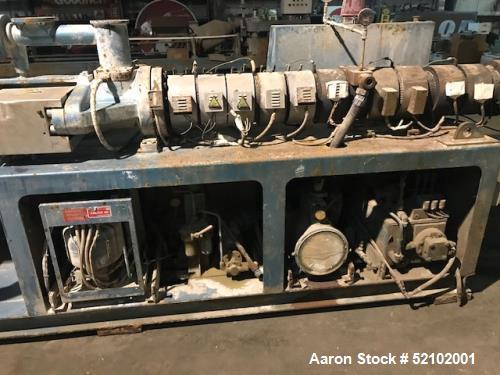 Industrial Twin Screw Extruder –  Krauss Maffei Model KMD90, Electrically Heated, Oil Cooled Barrel
