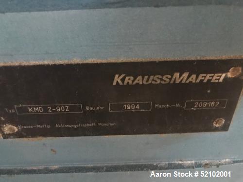 Industrial Twin Screw Extruder –  Krauss Maffei Model KMD90, Electrically Heated, Oil Cooled Barrel
