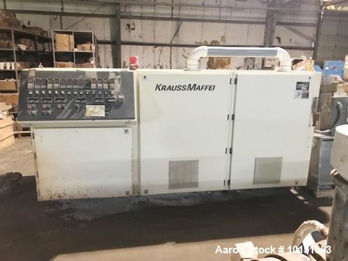 Used 90mm Krauss Maffei Model KMD90 Counter-Rotating Twin Screw Extruder