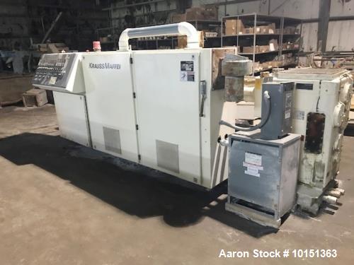 Used 90mm Krauss Maffei Model KMD90 Counter-Rotating Twin Screw Extruder