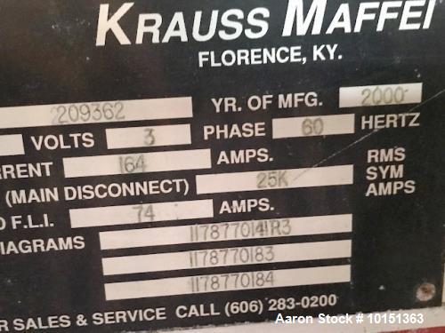 Used 90mm Krauss Maffei Model KMD90 Counter-Rotating Twin Screw Extruder