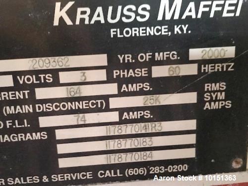 Used-90mm Krauss Maffei Model KMD90 Counter-Rotating Twin Screw Extruder