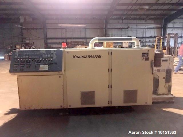 Used 90mm Krauss Maffei Model KMD90 Counter-Rotating Twin Screw Extruder