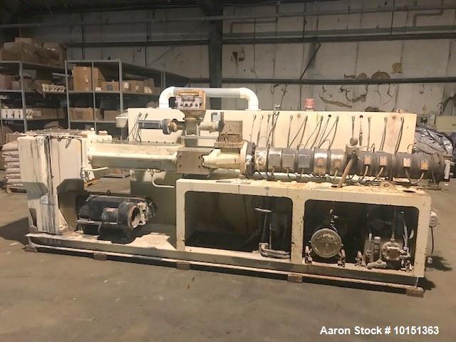 Used 90mm Krauss Maffei Model KMD90 Counter-Rotating Twin Screw Extruder