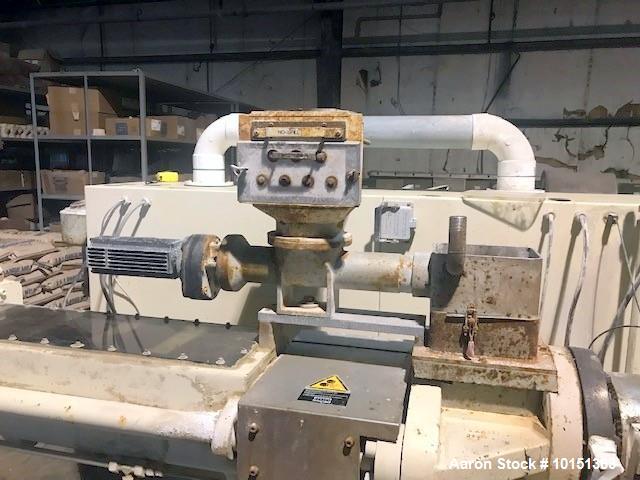 Used 90mm Krauss Maffei Model KMD90 Counter-Rotating Twin Screw Extruder