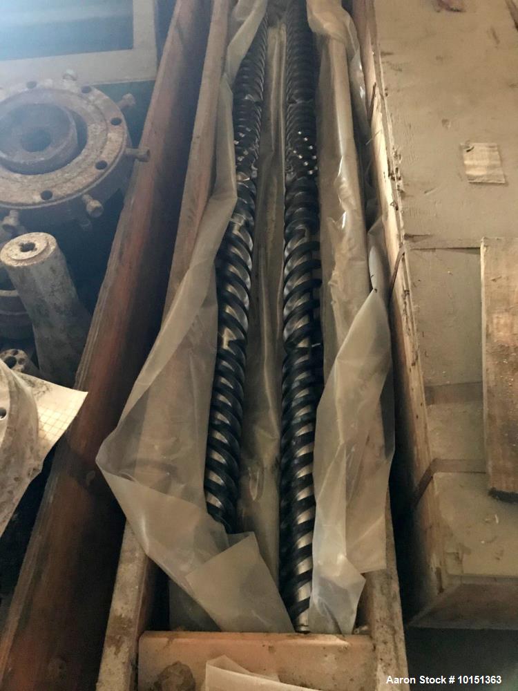 Used 90mm Krauss Maffei Model KMD90 Counter-Rotating Twin Screw Extruder