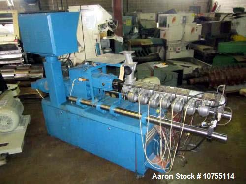 Used Leistritz Model LSM-30.34 Twin Screw Counter Rotating. Currently set up at 30:1 L/D. Can be changed to 12.35, 12.88, 19.41, 22.94, 26.47, 30, and 33.53:1 L/D, 34mm (1.181") screws with a center ...