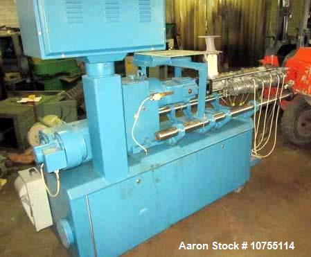 Used Leistritz Model LSM-30.34 Twin Screw Counter Rotating. Currently set up at 30:1 L/D. Can be changed to 12.35, 12.88, 19.41, 22.94, 26.47, 30, and 33.53:1 L/D, 34mm (1.181") screws with a center ...