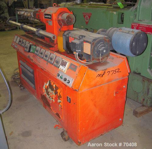 Used Leistritz 34mm Counter-rotating Twin Extruder, Model LSM30/34. Approximately 24 to 1 L/D ratio. (2) 34mm counter-rotating screws. 6 barrel sections, 1 vented, 1 feed section. Electrically heated...
