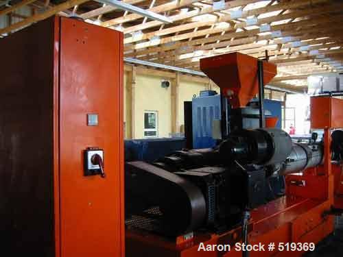 USED: Paul Leistritz compounding system consisting of: (1) feedingsystem mounted on unit; (1) Paul Leistritz twin screw extruder, type LSP 95, 22:1 L/D; 3.7" diameter (95mm) counter-rotating screws.E...