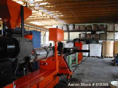 USED: Paul Leistritz compounding system consisting of: (1) feedingsystem mounted on unit; (1) Paul Leistritz twin screw extruder, type LSP 95, 22:1 L/D; 3.7" diameter (95mm) counter-rotating screws.E...