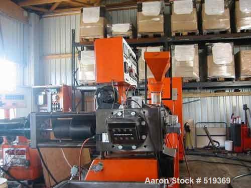 USED: Paul Leistritz compounding system consisting of: (1) feedingsystem mounted on unit; (1) Paul Leistritz twin screw extruder, type LSP 95, 22:1 L/D; 3.7" diameter (95mm) counter-rotating screws.E...