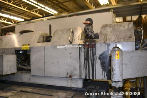 Used Ikegai 65mm Twin Screw Extruder, Model PCM-65II. Liquid heated, and cooled. 8 Zone top vented barrel. Top mounted twin screw feeder. Approximate 64" centerline height. Extruder driven by a 55kw ...
