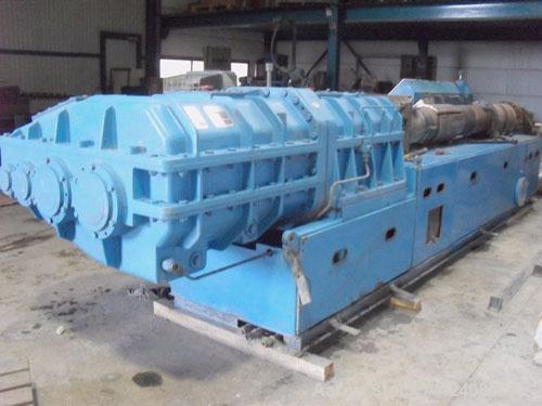 Used Theysohn PAR 130 Counter-Rotating Twin Screw Extruder, 5.12" (130 mm), L/D 23, built 1995. Capacity 1.1 tons (1000 kg/hr) PVC granulation, 113.3 hp/85 kW, 1750 rpm with gear reduction, 400V, 3 p...