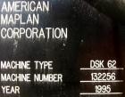 USED: American Maplan conical counter-rotating twin screw, 62 mm, model DSK62. Approximate 47.1:1 gearbox ratio. Built-in oil heating and cooling with tank, heat exchanger and pump. 4 zone top vented...
