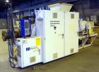 Used American Maplan 110 mm Counter-Rotating Twin Screw Extruder, Model TS-110. Approximately 26 to 1 L/D ratio. Top vented barrel with electrically heated 1 and 2 barrel zones, zones 3, 4, and 5 off...