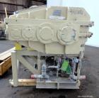 Used American Maplan 88mm Counter-Rotating Twin Screw Extruder, Model TS-88. Approximate 24 to 1 L/D ratio. (10) barrel zones, (1) section top vented, Electrically heated, liquid cooled. (2) Intermes...