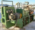 USED: Cincinnati conical counter-rotating twin screw extruder, 55 mm, model CM55. Approximate 20:1 L/D ratio. Approximate 48:1 gearbox ratio. Built-in oil heating and cooling with tank, heat exchange...