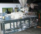 Used-Cincinnati Milacron CMT 45 Counter- Rotating Twin Screw Extruder. Maximum capacity 265 lbs (120 kg/hour). Screw diamete...