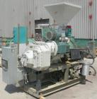 Used 55mm Cincinnati conical, counter rotating twin screw extruder. Has electrically heated, water cooled vented barrel, starve feeder, driven by 40 hp Reliance DC motor with SCR control. Extruder ha...