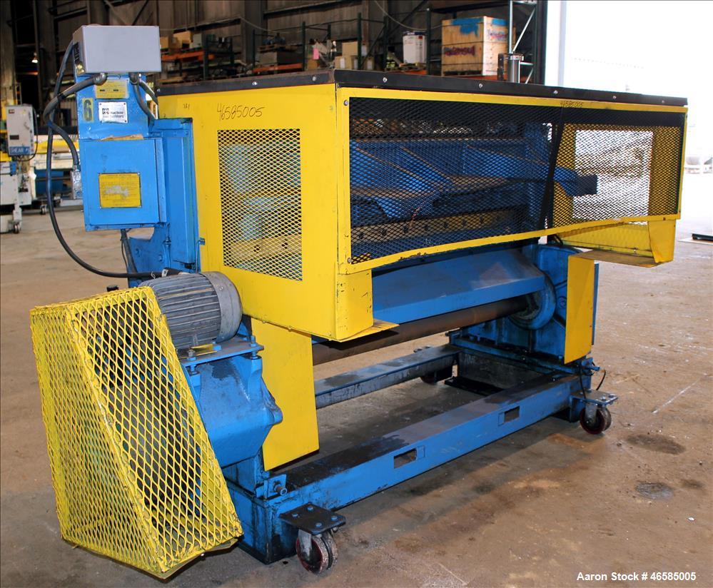 Used Wysong 72" Wide In-Line Shear, Model 1272. Driven by a 5 hp, 3/60/230/460 volt, 1745 rpm motor. Includes side mounted controls. Mounted on carbon steel frame with casters. Serial# P3-478.