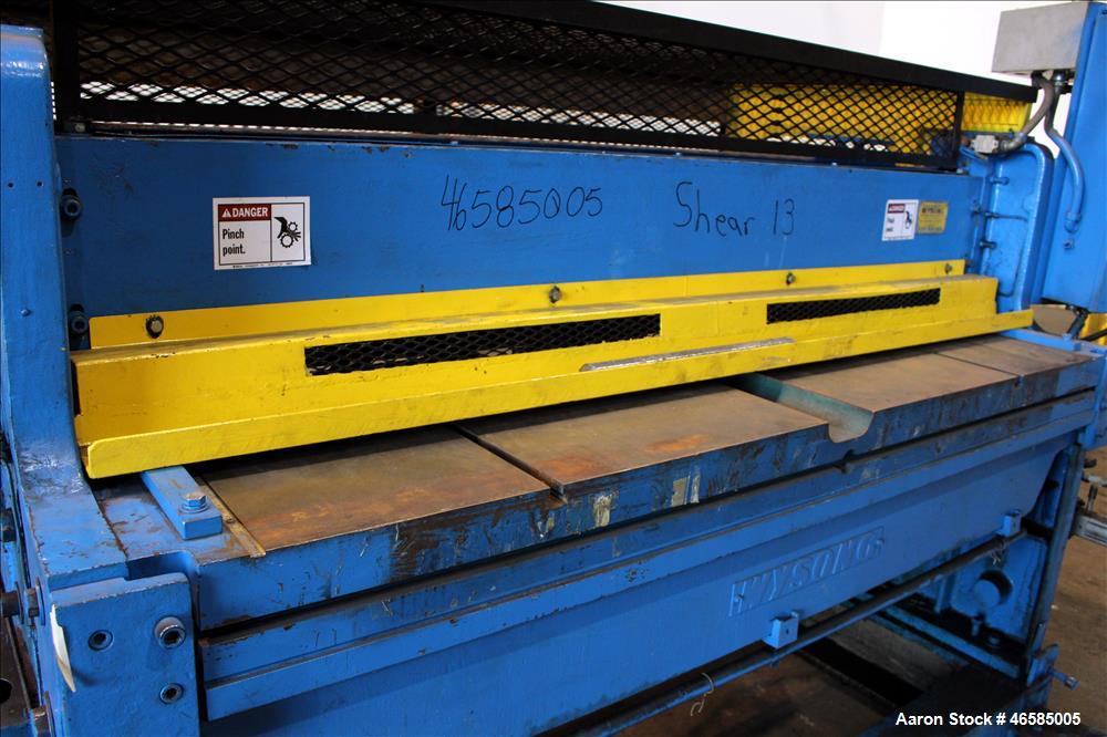 Used Wysong 72" Wide In-Line Shear, Model 1272. Driven by a 5 hp, 3/60/230/460 volt, 1745 rpm motor. Includes side mounted controls. Mounted on carbon steel frame with casters. Serial# P3-478.