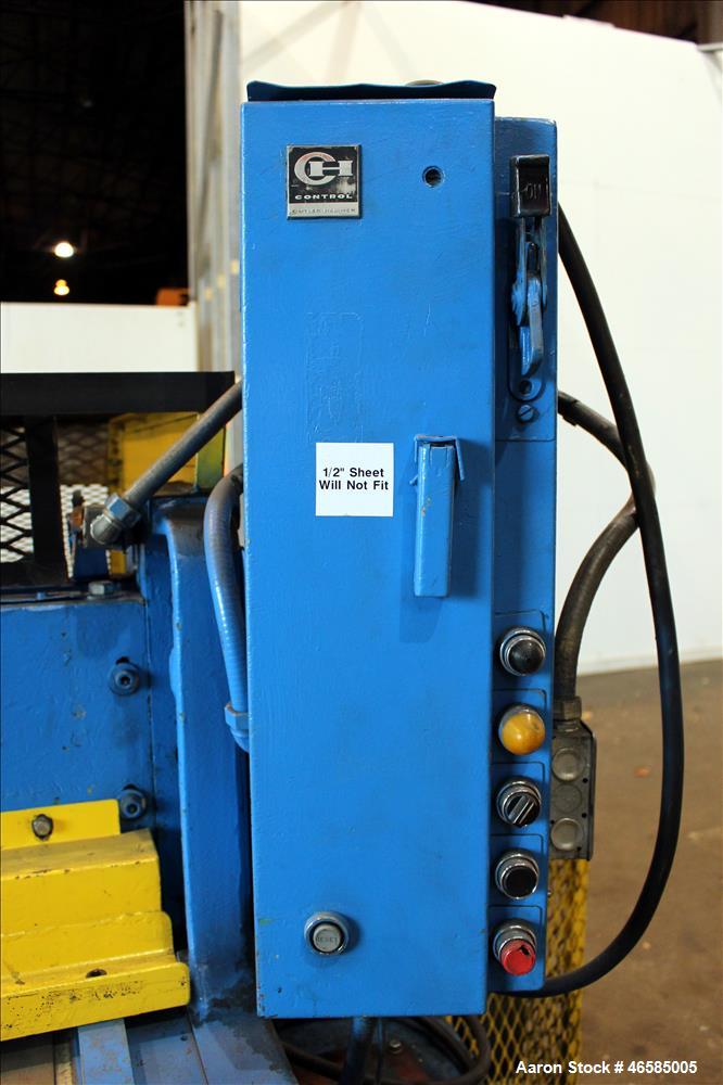 Used Wysong 72" Wide In-Line Shear, Model 1272. Driven by a 5 hp, 3/60/230/460 volt, 1745 rpm motor. Includes side mounted controls. Mounted on carbon steel frame with casters. Serial# P3-478.