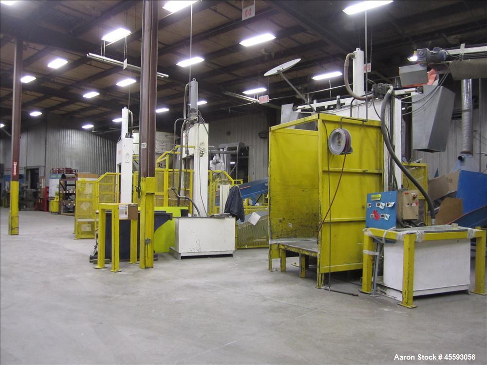 Used 1997 Roeqco model HS 115-54-148D guillotine cutter, 54" blade, 30 hp, 3/60/575 volts, 49 FLA, outfeed belt conveyor