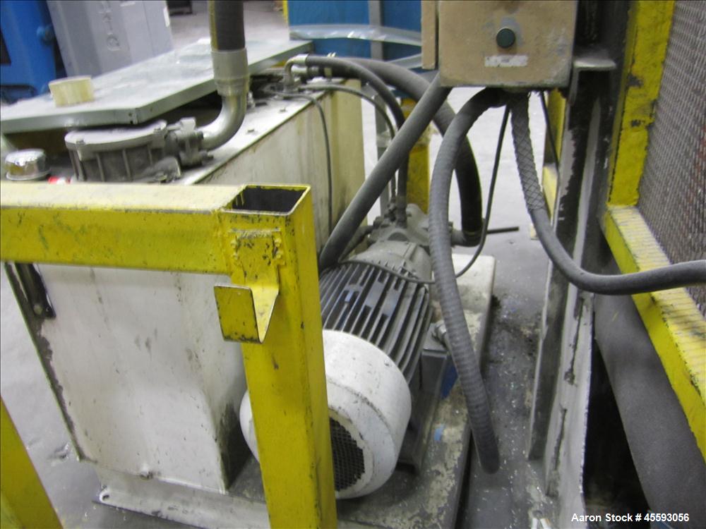 Used 1997 Roeqco model HS 115-54-148D guillotine cutter, 54" blade, 30 hp, 3/60/575 volts, 49 FLA, outfeed belt conveyor