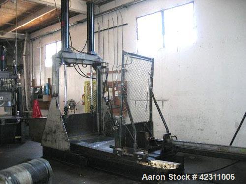 Used Guillotine, Hydraulically Operated. 45" wide blade, dual piston rams with 45" stroke, feed table with pusher, dish change table with stop, 10 hp, 220/440 volt hydraulic pump.