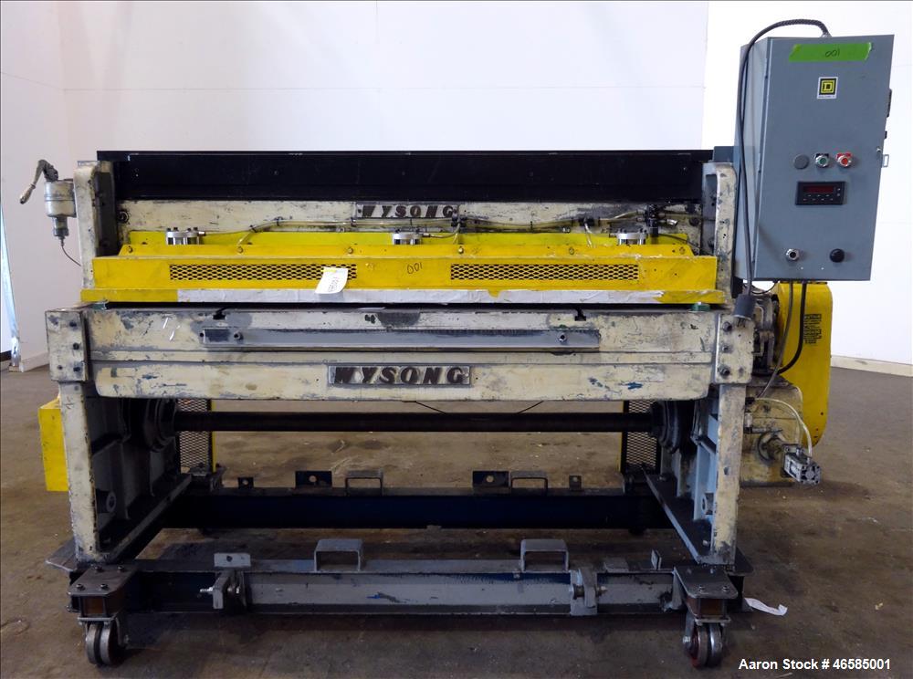 Used Wysong 72" Wide In-Line Shear. Driven by a 3 hp, 3/60/460 volt, 1775 rpm motor. Includes controls. Mount on carbon steel frame with casters.