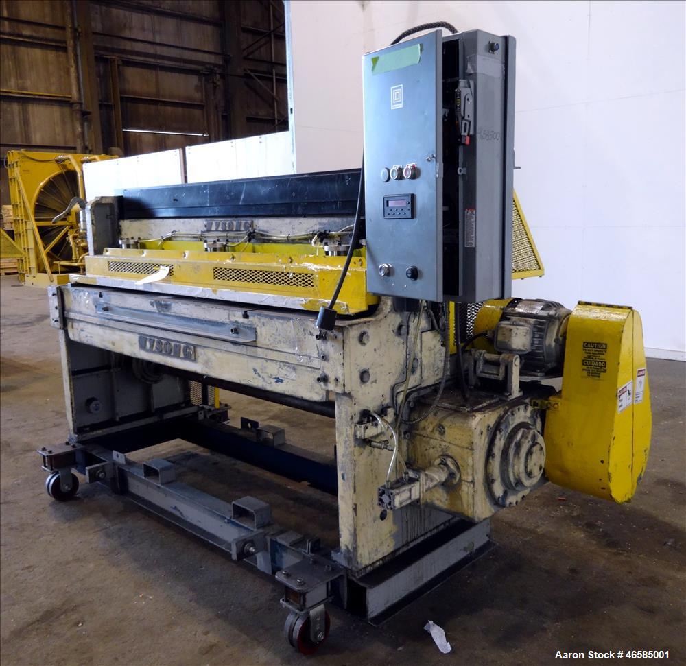 Used Wysong 72" Wide In-Line Shear. Driven by a 3 hp, 3/60/460 volt, 1775 rpm motor. Includes controls. Mount on carbon steel frame with casters.
